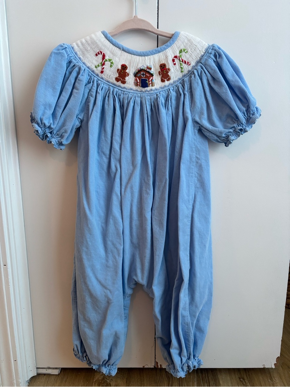 Christmas Smocked Gingerbread 3T Romper